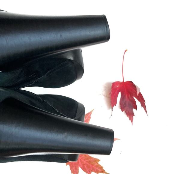 Tory Burch Black Suede Leather Cap-Toe Booties | Parisian Street Style Fall Edit - Picture 12 of 16